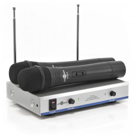 Set 2 microfoane wireless (fara fir), receptor VHF cu reglaj dublu volum, Sala conferinte prezentari scena