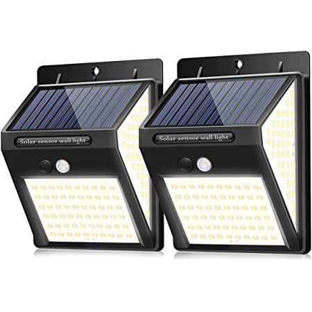 2 bucati x Lampa LED de perete cu panou fotovoltaic, senzor, acumulator, IP65
