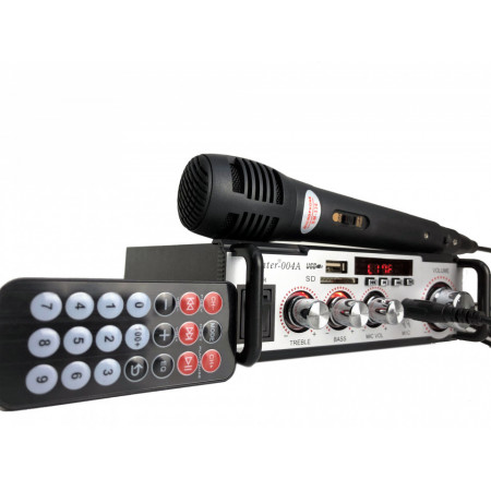 Amplificator stereo 2x15W + Microfon, Statie boxe pasive mici si medii