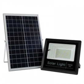 150W LED Proiector + Panou 12W incarcare solara, Telecomanda, Acumulator