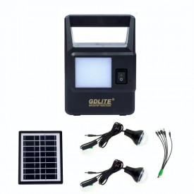 Kit solar, Baterie GD-8030 cu lanterna si 2 x Bec LED, Panou Fotovoltaic, USB