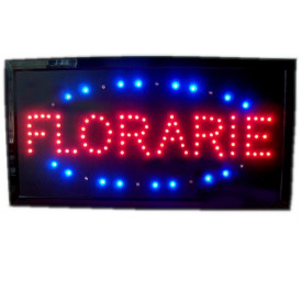 Semn luminos pentru geam: Florarie, Firma luminoasa LED, Reclama locatie taraba stand
