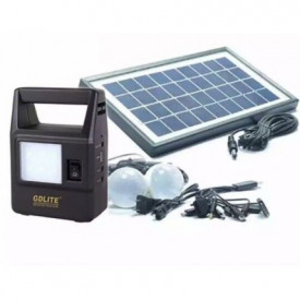 Kit solar, Baterie GD-8030 cu lanterna si 2 x Bec LED, Panou Fotovoltaic, USB