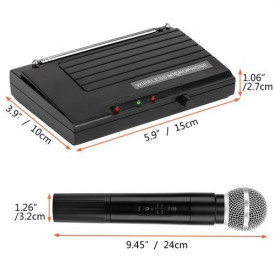 Microfon Fara Fir (Wireless) Basic SM58, Receptor SH-200 VHF, Distanta 30 metri, Baterie 9V