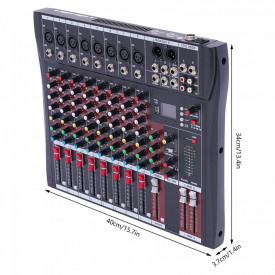 Mixer profesional audio 8 canale neamplificat, Consola DJ Club Bluetooth USB, Phantom 48V