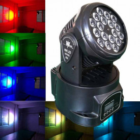 Moving head 18x3W LED WASH, Efecte lumini club petrecere, Rotativ, Automat, Dmx/Microfon
