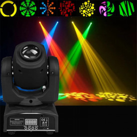 Moving Head CREE 30W GOBO, 8 sabloane, 9 culori + alb, Strobo, Beam, DMX, Lumini scena club disco DJ