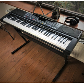 Orga electronica MK2108 + Stativ + Casti Bluetooth, 61 clape luminoase LED, Pianina incepatori