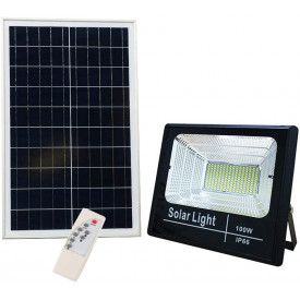 Proiector CCLamp cu acumulator 100W LED + Panou solar, Telecomanda, Acumulator, IP66