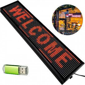 Reclama luminoasa LED 100 x 20 cm, programabil stick USB, Rosu