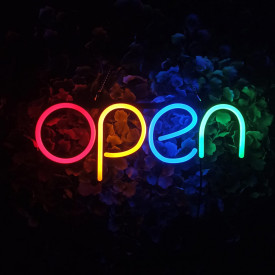 Semn luminos LED =OPEN= 40x15CM, Reclama geam firma vitrina magazin deschis, bar, restaurant, Tip neon