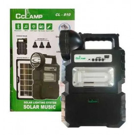 Sistem solar CL-810, Lanterna si 3 becuri LED, Difuzor Bluetooth, Powerbank USB, Panou fotovoltaic