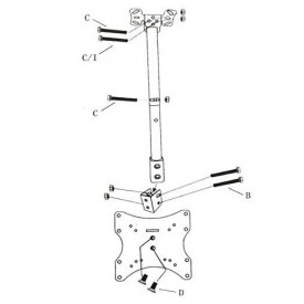 Suport brat telescopic Ecran TV Tavan/Perete, Monitor 14-42", Stativ ajustabil 53-88CM, max 30KG, VESA 100-200mm