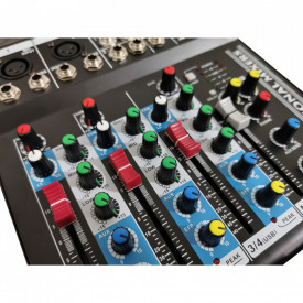 Consola DJ F4-Mb Mixer profesional digital audio, Neamplificat, Bluetooth, 4 canale, 2 mufe XLR, USB