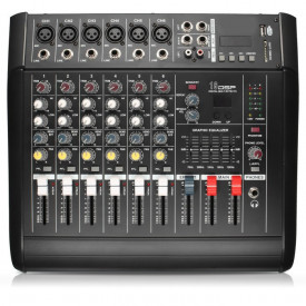Mixer amplificat 6 canale 2x300W, Consola DJ, USB, Display LCD