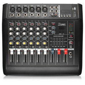 Mixer audio amplificat 6 canale 2x300W, Bluetooth USB, Consola DJ Club Scena Sala Evenimente, USB, Display