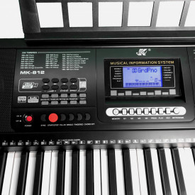 Orga electronica MK812 + Suport dublu X, 61 Clape Touch-Sensitive, USB, 600 timbre, Reglaj Pitch Bend si Vibrato