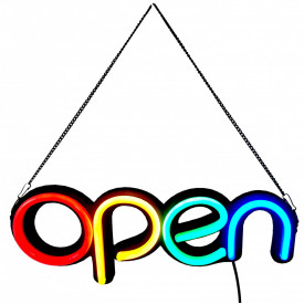 Semn luminos LED =OPEN= 40x15CM, Reclama geam firma vitrina magazin deschis, bar, restaurant, Tip neon