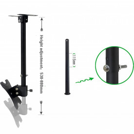 Suport brat telescopic Ecran TV Tavan/Perete, Monitor 14-42", Stativ ajustabil 53-88CM, max 30KG, VESA 100-200mm