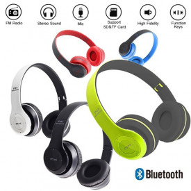 Casti cu acumulator si Bluetooth P47, Cablu jack inclus, Radio