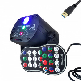 Laser scena Rosu / Verde, Bec LED RGB, Proiector Portabil - Alimentare USB