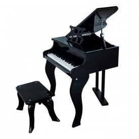 Mini Pian pentru copii, 30 Clape (tip xilofon), Lemn mesteacan MDF+ABS, Scaun inclus, Negru, Pianina Clapa Grand Piano