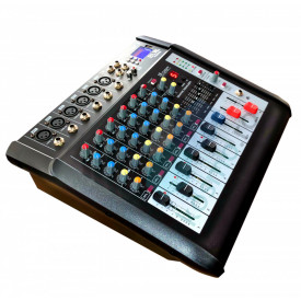 Mixer amplificat 6 canale 2x300W, Consola DJ, USB, Display LCD
