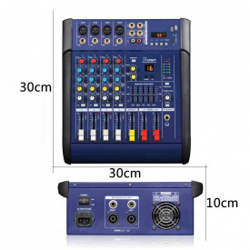 Mixer audio amplificat 2 x 100W, WG-4D USB, 4 canale, Egalizator, consola DJ