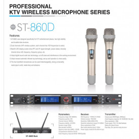 Set 2 Microfoane Wireless UHF, Display LCD, Profesional, Karaoke, ST-860D