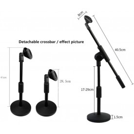 Suport microfon ajustabil de birou, masa, conferinte, Brat tip macara cu baza stativ grea (1 kg)