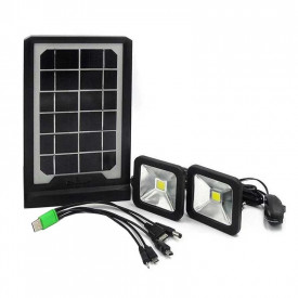 Kit PowerBank cu Panou solar CCLAMP CL08 + 2 Proiectoare LED, Port USB incarcare