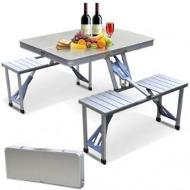Masa aluminiu camping 4 persoane, pliabila, tip geanta 86x34x10cm