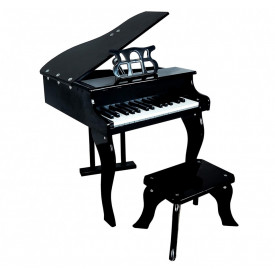 Mini Pian pentru copii, 30 Clape (tip xilofon), Lemn mesteacan MDF+ABS, Scaun inclus, Negru, Pianina Clapa Grand Piano