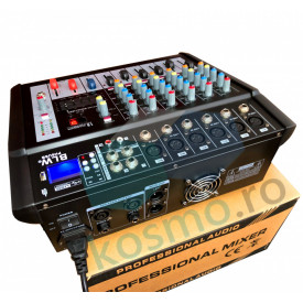 Mixer audio amplificat 6 canale 2x300W, Bluetooth USB, Consola DJ Club Scena Sala Evenimente, USB, Display