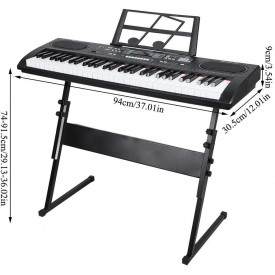 Orga electronica Bluetooth MQ603 + Suport metalic + Casti + Microfon, Pian student 61 clape, USB, 5 octave