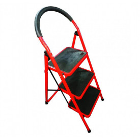 Scara otel cu 3 trepte late platforma 30x20cm, Inaltime de la podea: 70cm, max 100kg, Rosie