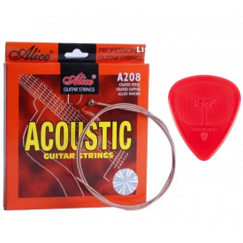 Set 6 Corzi metalice rezerva Alice A208 + Pana Janicek Picks D-Grip, Chitara acustica
