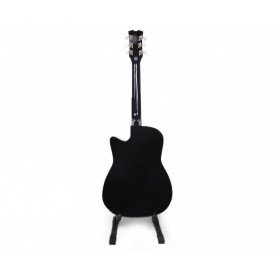 Chitara neagra acustica incepatori 4/4 38" + Stativ podea + Husa + Curea + 6 corzi rezerva + Pana