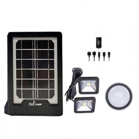 Kit PowerBank cu Panou solar CCLAMP CL08 + 2 Proiectoare LED, Port USB incarcare