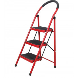 Scara otel cu 3 trepte late platforma 30x20cm, Inaltime de la podea: 70cm, max 100kg, Rosie