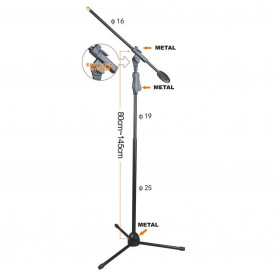 Stativ microfon trepied profesional cu clapeta Easy Lock, Suport inaltime ajustabila cu o singura mana