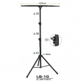Stativ "T" Proiectoare scena club DJ - Suport Trepied Lumini Reglabil 125-350 cm, 80 KG