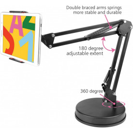 Suport tip foarfeca Brat flexibil suspensie, Baza robusta, Stativ masa tableta/telefon(smartphone) Ipad, Stand articulat