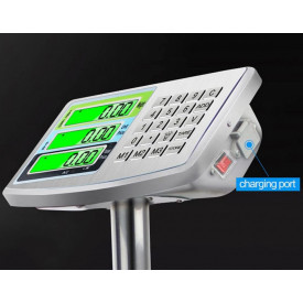Cantar electronic marfa 50g-350KG Taste inox (butoane metal), Platforma platan 50x40 CM, Brat pliabil, Structura otel, Acumulator