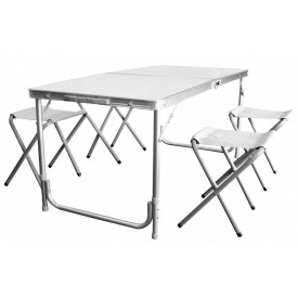 Masa pliabila tip geanta cu 4 scaune camping 120x60cm, inaltime reglabila 55-70cm, terasa gradina picnic