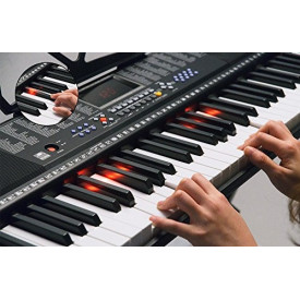 Orga electronica MK2108 + Stativ reglabil + Scaun pian, 61 Clape ghidate LED, taste luminoase 5 octave, 255 Timbre, USB