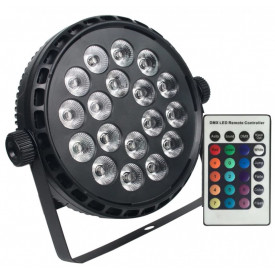 PAR-LED 18 Becuri cu Telecomanda, Lumini disco scena party, Automat dupa sunet, 18W
