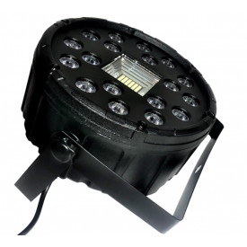 PAR-LED 18 x 3W LED RGB + 24 Becuri SMD Stroboscop albe, DMX, Microfon integrat
