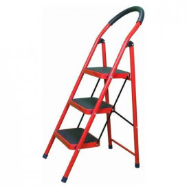 Scara otel cu 3 trepte late platforma 30x20cm, Inaltime de la podea: 70cm, max 100kg, Rosie