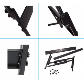 Stativ tip Z Universal + Scaun pian pliabil cu burete 4cm, Suport metalic orga electronica cu Inaltime reglabila